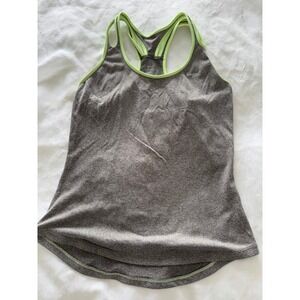 Nike Dri-FIT Tank Top Womens Small Grey Neon Green Racerback Athletic Running